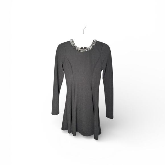 Guess Black Beaded Neck Long Sleeve Dress Zipper Back Sz Small
